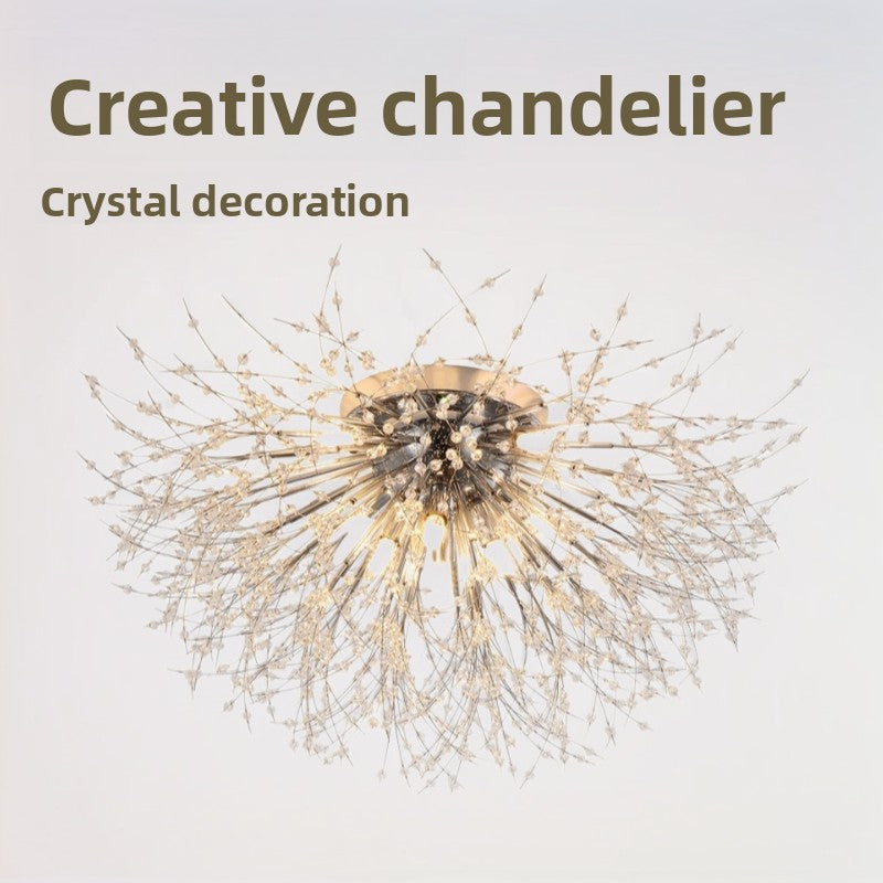 Ceiling Light | Crystal Firework Semi Flush Chandelier for Living Room, Bedroom & Dining | Gold Sputnik, 4 to 8 Heads, Warm or 3-Colour LED, 40–70cm
