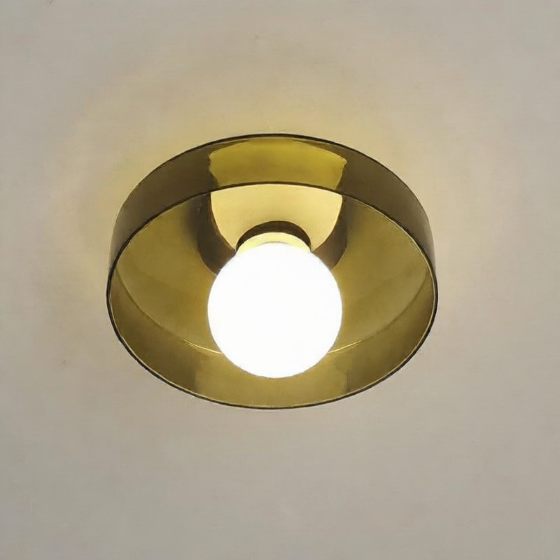 Flush Ceiling Light | Bauhaus Coloured Glass Ceiling Lamp for Hallway, Bedroom & Living Room | White, Orange or Brown, 25cm or 35cm, Warm or 3-Colour