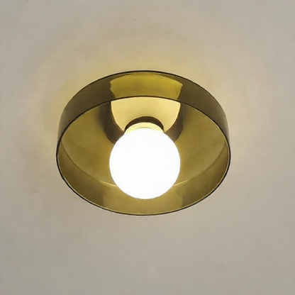 Flush Ceiling Light | Bauhaus Coloured Glass Ceiling Lamp for Hallway, Bedroom & Living Room | White, Orange or Brown, 25cm or 35cm, Warm or 3-Colour