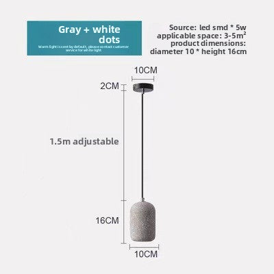 Pendant Light | Concrete Cylinder Mini Pendant for Kitchen Island, Breakfast Bar & Bedside | Speckled Cement Shade, LED Included, 10cm