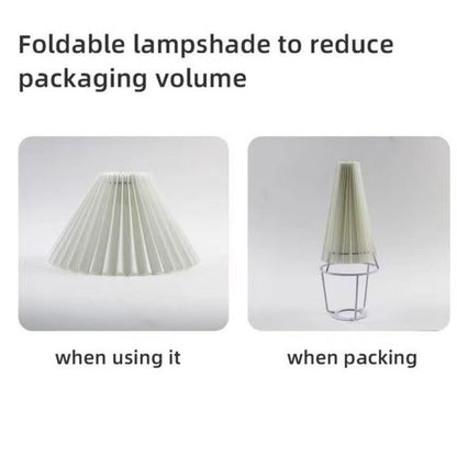 Wall Light | Pleated Fabric Shade Sconce with Curved Arm for Bedside, Bedroom & Living Room | Black or Brass, White or Apricot, E27