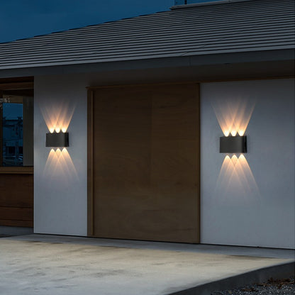 Outdoor Wall Lights | LED Up Down Wall Lamp for Garden, Porch, Patio & Driveway | IP65 Aluminium, Black or White, 2 to 8 Beam Sconce, Warm White