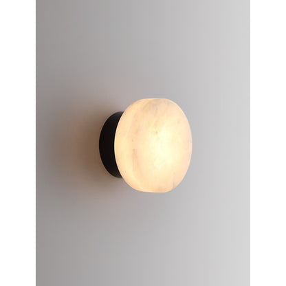 Wall Light | Natural Marble Dome Sconce for Bedside, Hallway & Landing | Black Base, Soft Glow, 3 Light Colours, G9 LED, 13.8cm