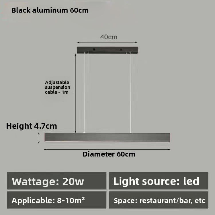 Linear Pendant Light | Modern LED Bar Ceiling Lamp for Dining Table, Kitchen Island & Office | Black or Walnut, 60cm or 80cm, Warm White or 3-Colour