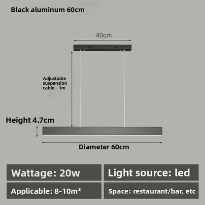 Linear Pendant Light | Modern LED Bar Ceiling Lamp for Dining Table, Kitchen Island & Office | Black or Walnut, 60cm or 80cm, Warm White or 3-Colour