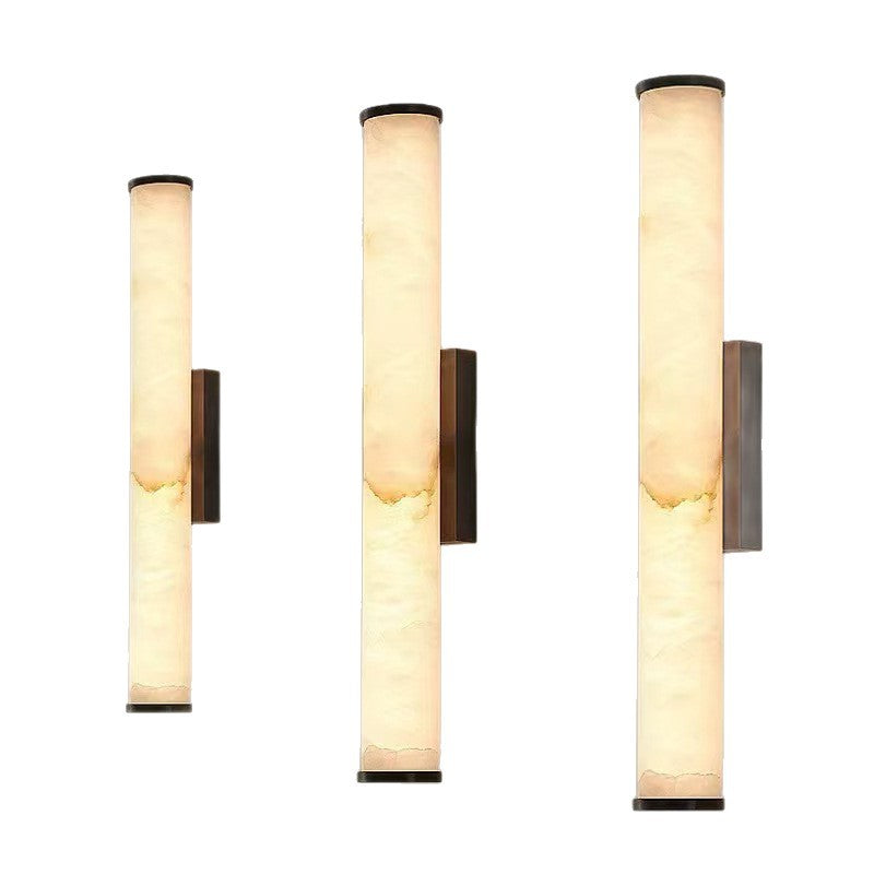 Wall Light | Marble-Effect Linear Wall Lamp for Bedside, Living Room, Hallway & Stairs | LED Sconce, Black or Gold Iron, 30cm to 80cm