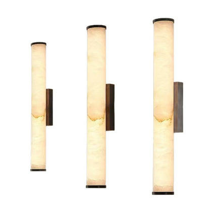 Wall Light | Marble-Effect Linear Wall Lamp for Bedside, Living Room, Hallway & Stairs | LED Sconce, Black or Gold Iron, 30cm to 80cm
