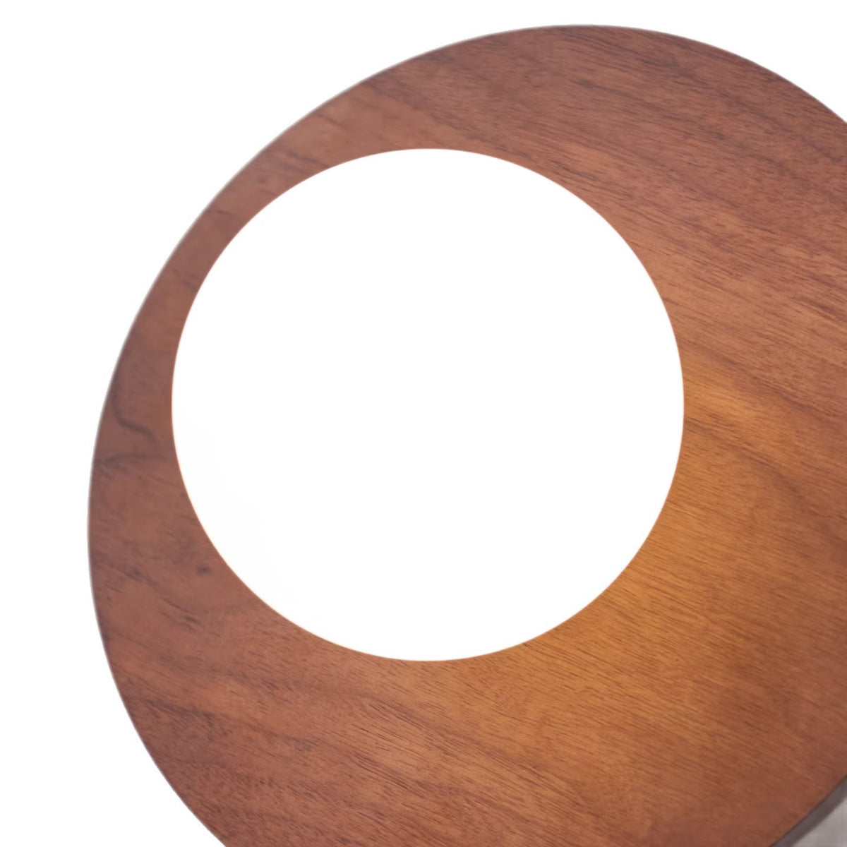Wall Light | Walnut-Finish Wood Disc Sconce with Pull Cord Switch for Bedside, Hallway & Reading Nook | Opal Glass Globe, Warm LED, 20cm