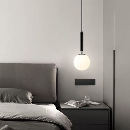 Plug-In Pendant Light | Opal Glass Globe Hanging Lamp with UK Plug for Bedside, Reading Corner & Desk | No Wiring, Single or Double, Gold or Black