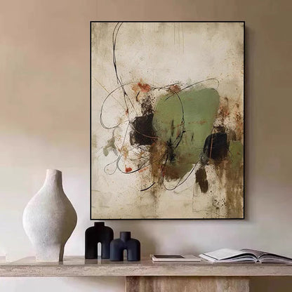 Style B — sage and black abstract, room view