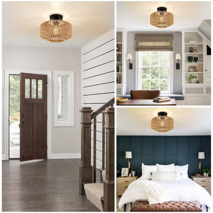 Rattan flush ceiling light – product detail 2