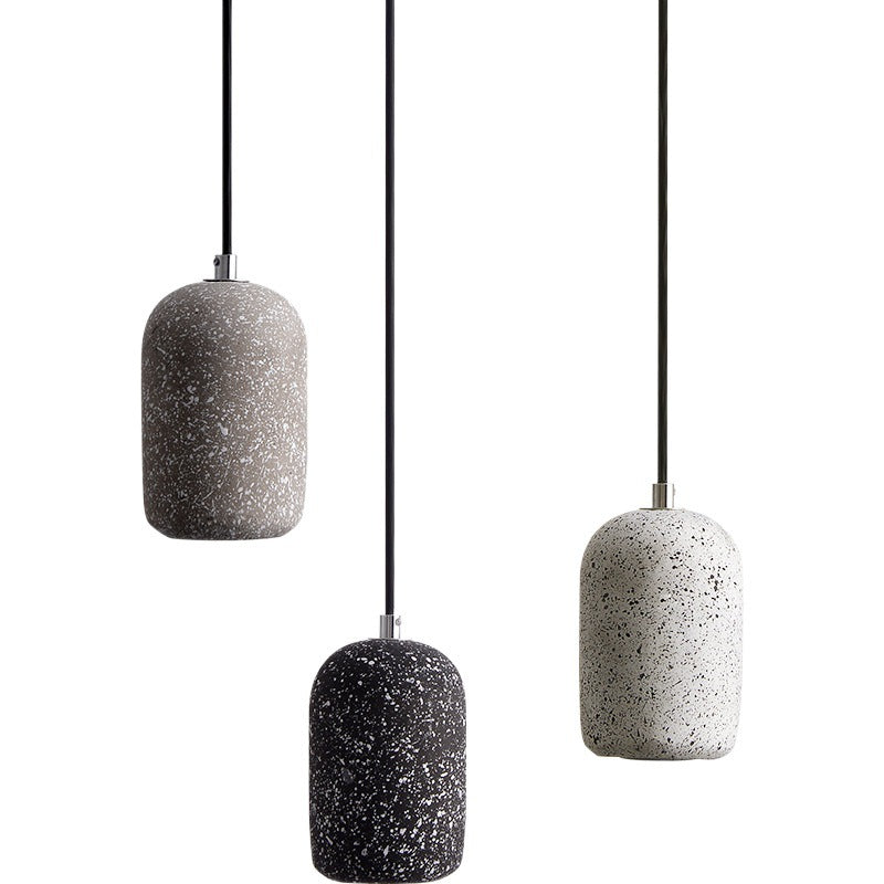 Pendant Light | Concrete Cylinder Mini Pendant for Kitchen Island, Breakfast Bar & Bedside | Speckled Cement Shade, LED Included, 10cm