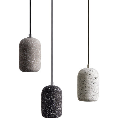Pendant Light | Concrete Cylinder Mini Pendant for Kitchen Island, Breakfast Bar & Bedside | Speckled Cement Shade, LED Included, 10cm