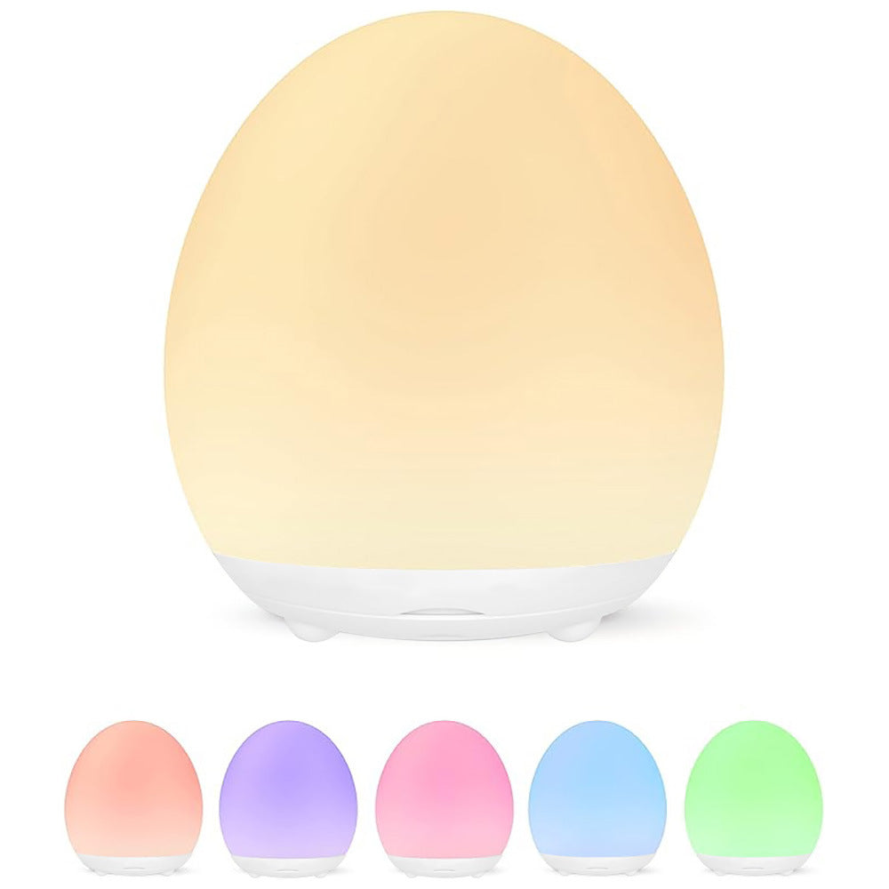 Egg Night Light | Rechargeable Colour-Changing Bedside Lamp for Nursery, Kids Room & Bedroom | Touch Dimmable, Warm White & RGB, Timer, 12cm