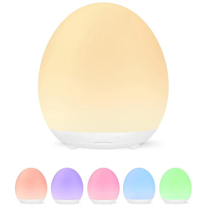 Egg Night Light | Rechargeable Colour-Changing Bedside Lamp for Nursery, Kids Room & Bedroom | Touch Dimmable, Warm White & RGB, Timer, 12cm