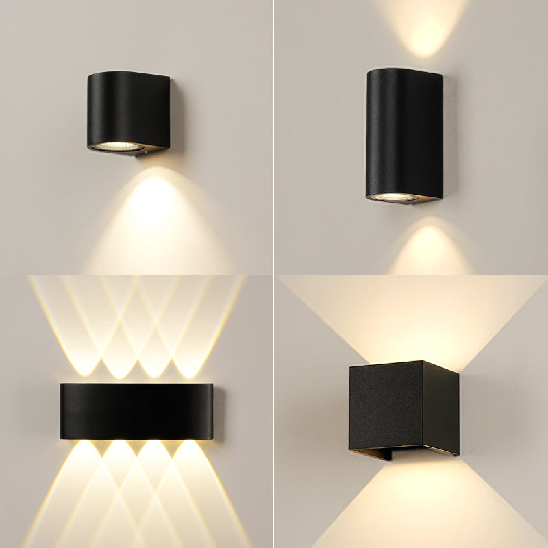 Outdoor Wall Lights | Mini LED Up Down Wall Lamp for Garden, Porch, Stairs & Balcony | IP65 Black Cube, Square or Round, Single or Double Beam