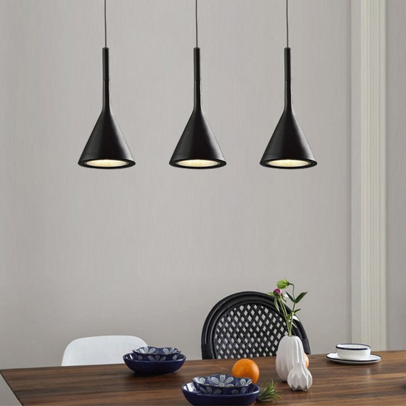 Pendant Light | Nordic Cone Ceiling Lamp for Kitchen Island, Dining Table & Bar | Metal Funnel Shade, Black, White, Grey, Green, Blue, Pink or Wine Red, 15cm