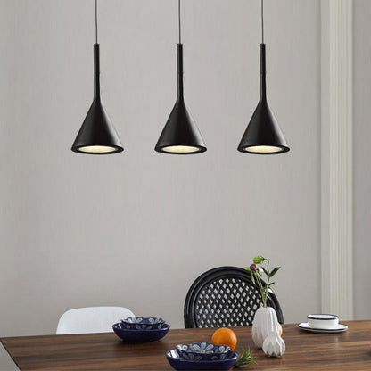 Pendant Light | Nordic Cone Ceiling Lamp for Kitchen Island, Dining Table & Bar | Metal Funnel Shade, Black, White, Grey, Green, Blue, Pink or Wine Red, 15cm