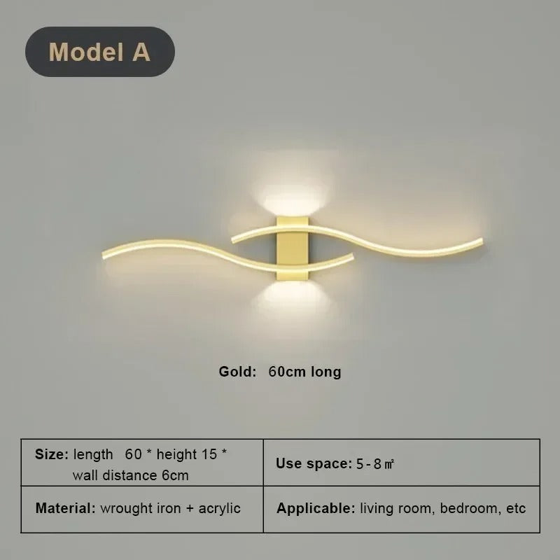 Gold 60cm slim LED wall sconce light modern aluminium