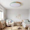 Round LED Ceiling Light | Dimmable Wooden Frame Flush Mount Lamp