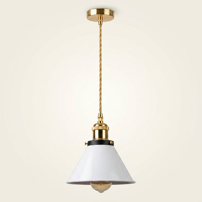 Loft industrial retro pendant – White with gold socket, single pendant