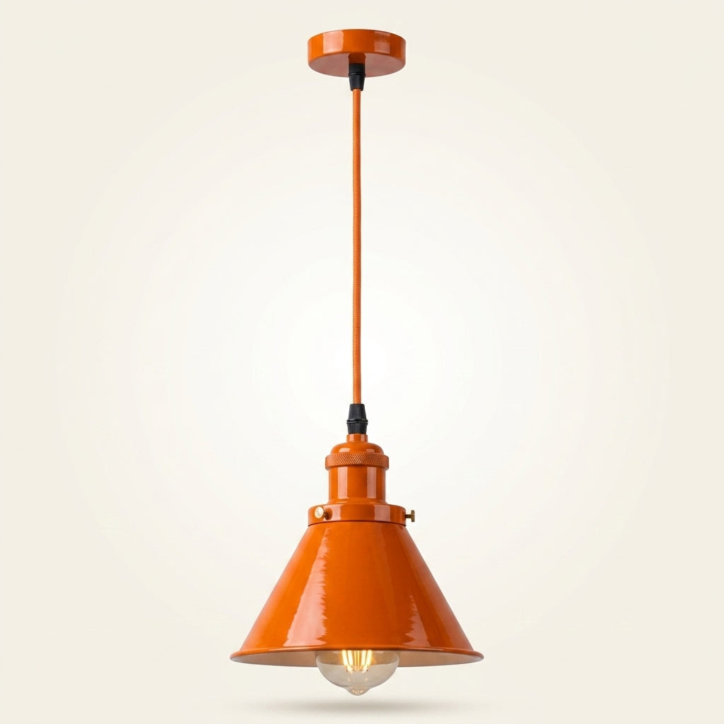 Loft industrial retro pendant – Orange, single pendant