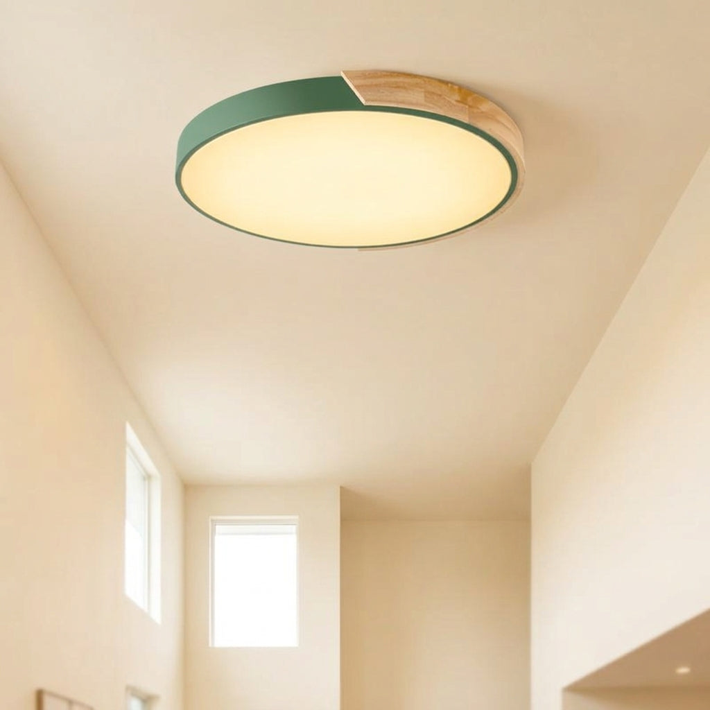 Round LED Ceiling Light Green Frame