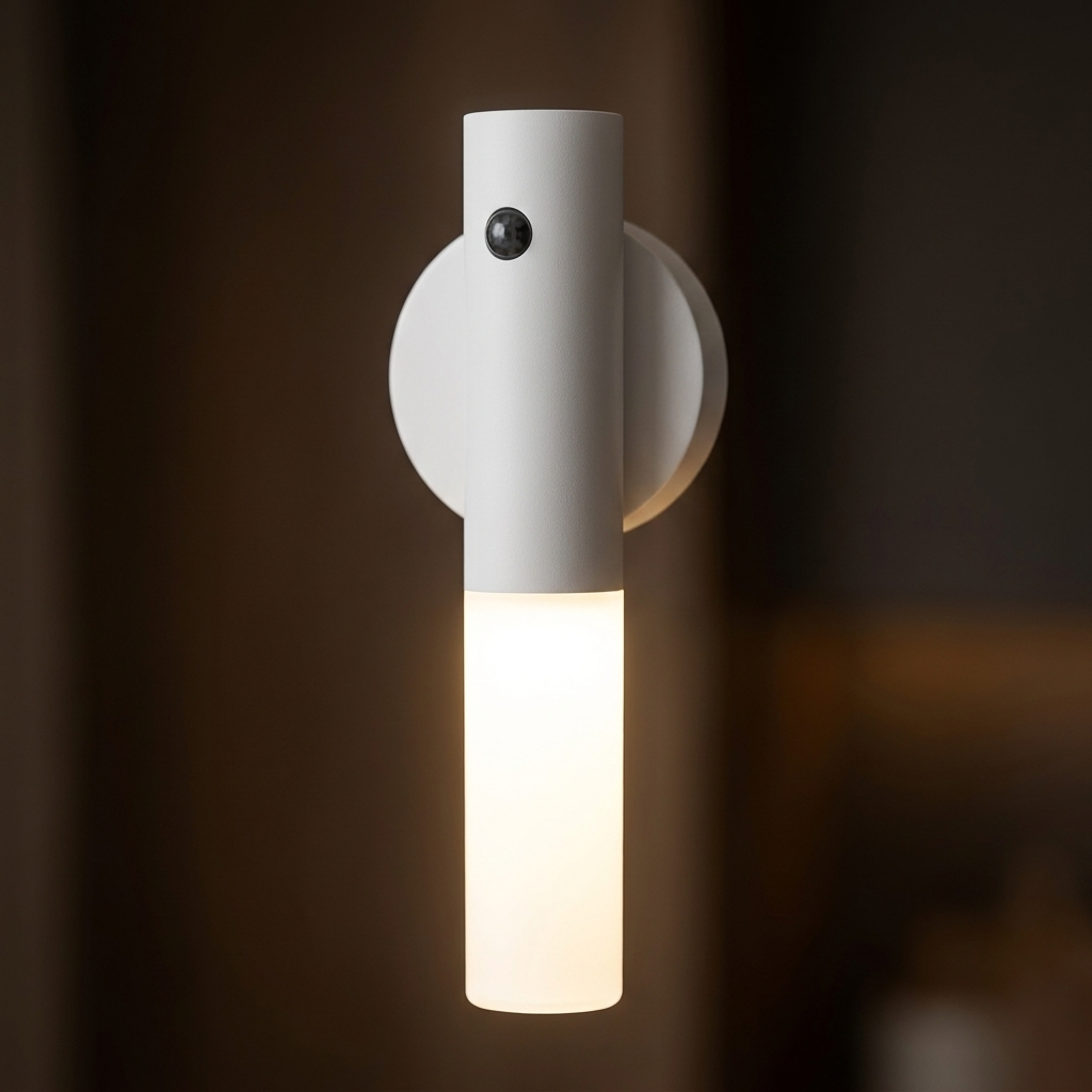 Motion sensor LED night light white finish wall mounted