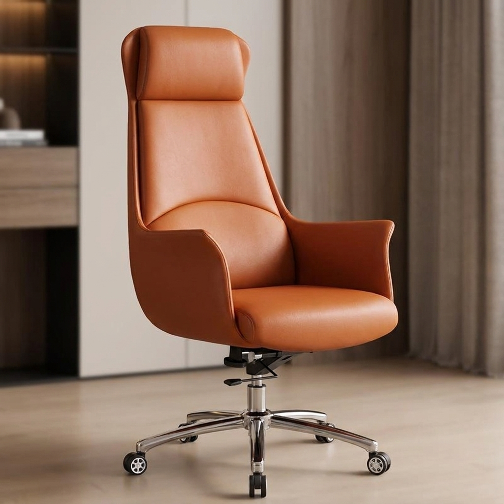 Executive leather office chair burnt orange