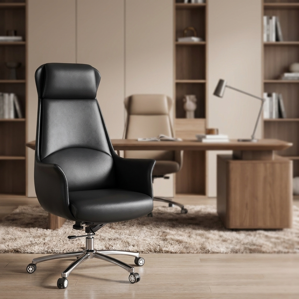 Executive leather office chair black