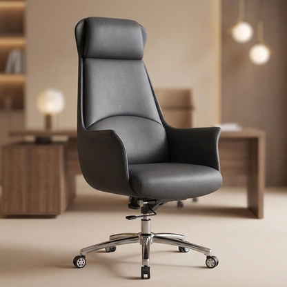 Executive leather office chair dark grey