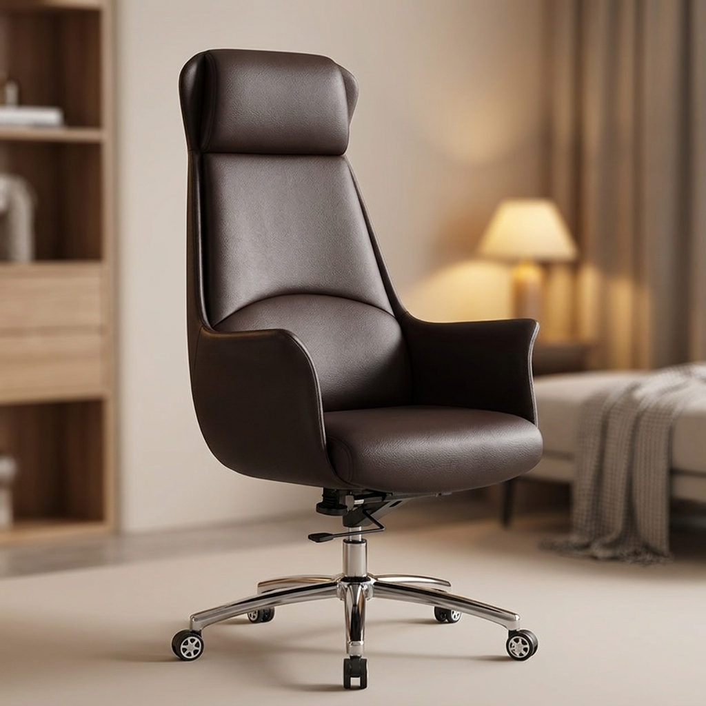 Executive leather office chair dark brown