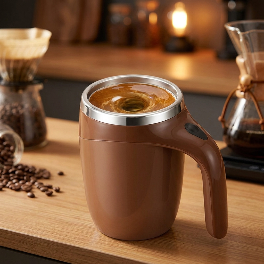 Self Stirring Mug Coffee Brown finish