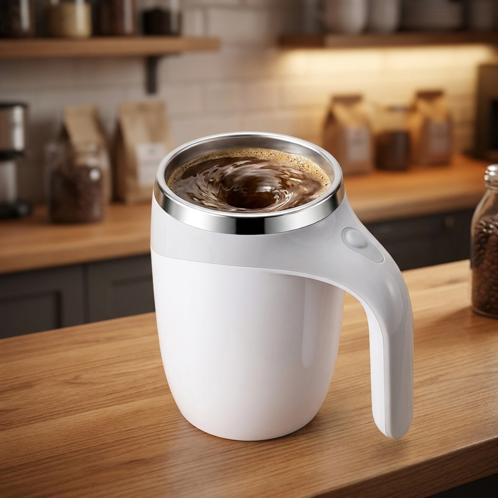 Self Stirring Mug White finish