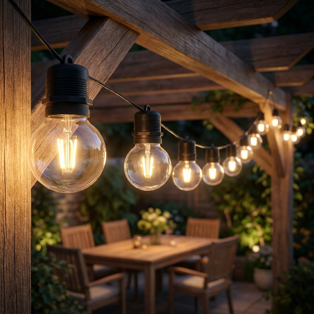 Solar Fairy Lights Clear Globe Bulb Black Cap