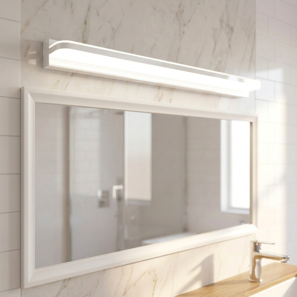 LED bathroom mirror vanity light gloss white finish