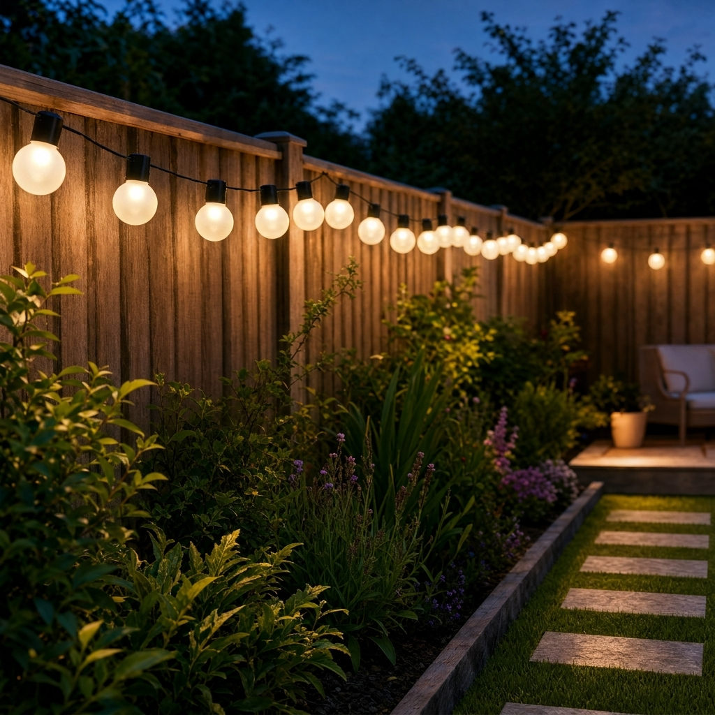 Solar Globe String Lights Frosted Milky warm white garden patio
