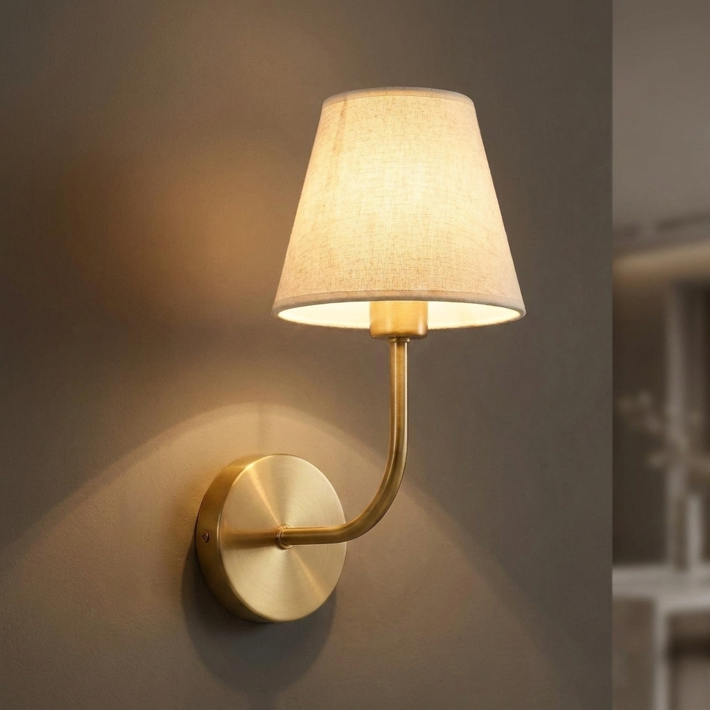 Vintage Industrial Wall Lamp brass single curved arm