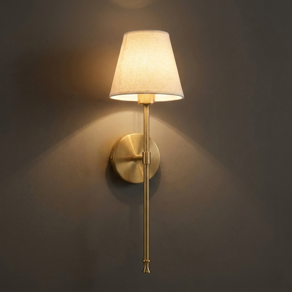Vintage Industrial Wall Lamp brass double straight rod