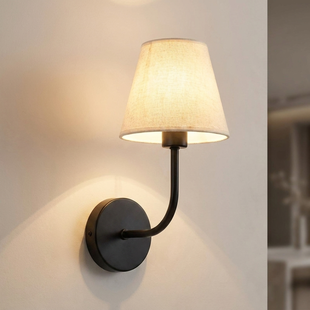 Vintage Industrial Wall Lamp matte black single curved arm