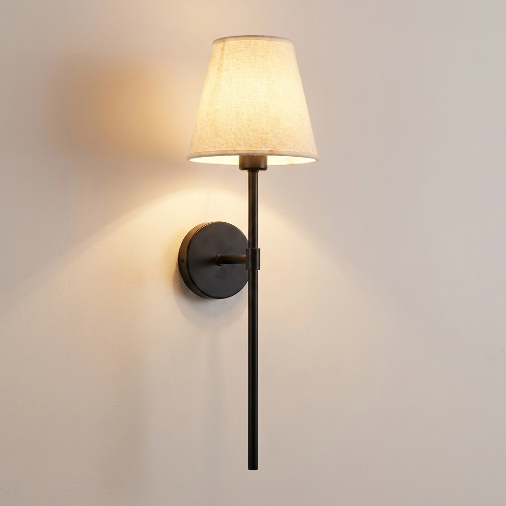 Vintage Industrial Wall Lamp matte black double straight rod