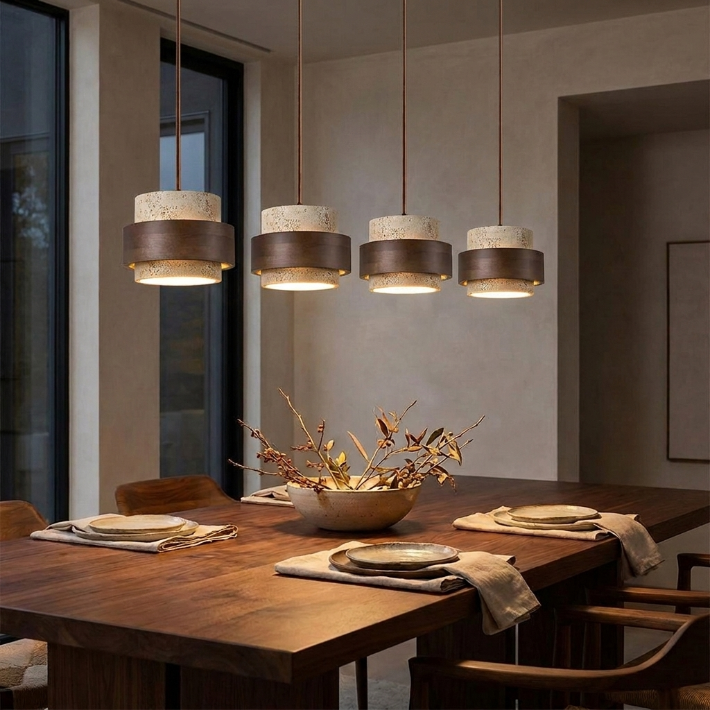 Luma Travertine Stone Pendant - 4 Heads L100cm