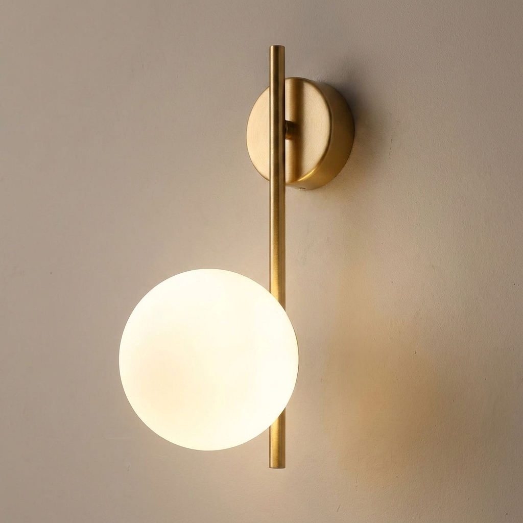 Gold glass wall sconce close-up detail