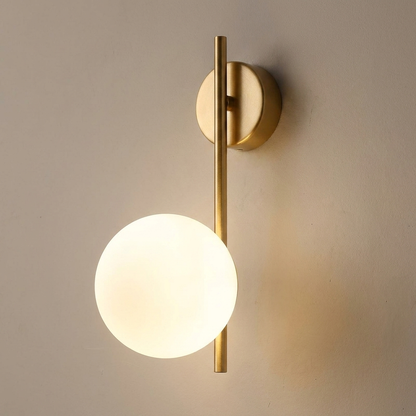 Gold glass wall sconce close-up detail