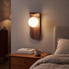 Wooden Wall Light | Walnut Wood Grain Bedside Wall Lamp with Soft Acrylic Shade for Bedroom, Hallway & Stairs | G9 Wall Sconce, 13×25cm