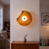 Glass Wall Light | Nordic Round Wall Lamp for Bedroom, Bedside, Hallway & Bathroom Mirror | Cognac or Grey Glass Sconce, Ø25cm