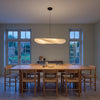 Silk Pendant Light | Designer Fabric Disc Chandelier for Dining Room, Bedroom & Living Room | Remote Control LED, Warm White, 40cm or 50cm
