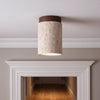 Wood Ceiling Light | Travertine & Walnut LED Downlight for Hallway, Porch & Living Room | Japandi Surface Mounted Spotlight E27, Tall or Short