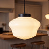 Glass Pendant Light | Antique Cream Hanging Lamp for Kitchen Island, Bar Counter & Study | Single Head, White, Amber or Mushroom Shade
