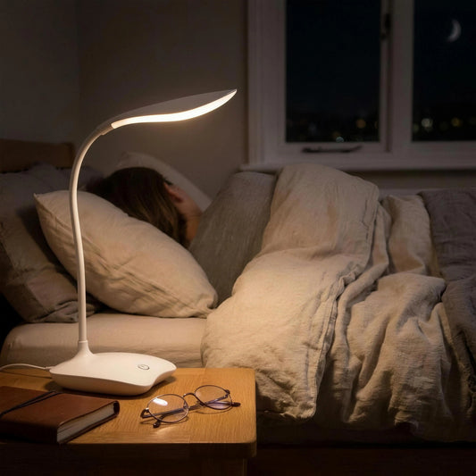 LED Desk Lamp | USB Rechargeable Reading Light with Touch Dimming for Bedside, Study & Office | Portable Student Night Light